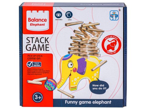 Edukacyjna Gra Zręcznościowa "Stack Game", Zbuduj Wieżę, Układanka, Klocki + Słoń