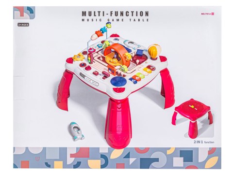 Edukacyjny Interaktywny Stolik Dla Dzieci 2w1 Pojazdy Pianinko Rakieta Akcesoria Czerwony