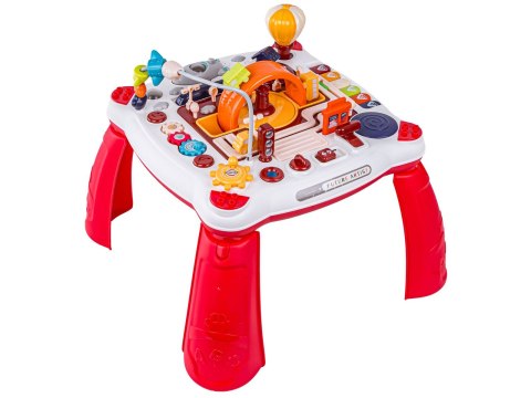 Edukacyjny Interaktywny Stolik Dla Dzieci 2w1 Pojazdy Pianinko Rakieta Akcesoria Czerwony