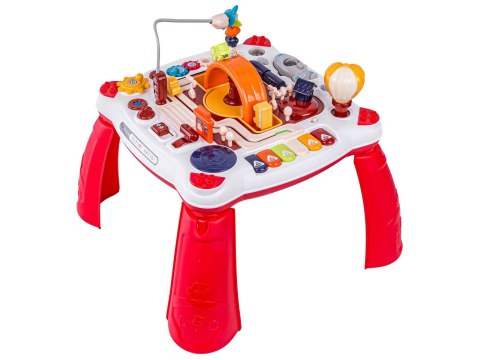 Edukacyjny Interaktywny Stolik Dla Dzieci 2w1 Pojazdy Pianinko Rakieta Akcesoria Czerwony
