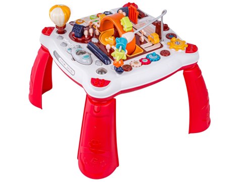 Edukacyjny Interaktywny Stolik Dla Dzieci 2w1 Pojazdy Pianinko Rakieta Akcesoria Czerwony
