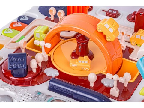 Edukacyjny Interaktywny Stolik Dla Dzieci 2w1 Pojazdy Pianinko Rakieta Akcesoria Czerwony