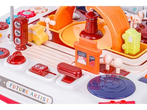 Edukacyjny Interaktywny Stolik Dla Dzieci 2w1 Pojazdy Pianinko Rakieta Akcesoria Czerwony