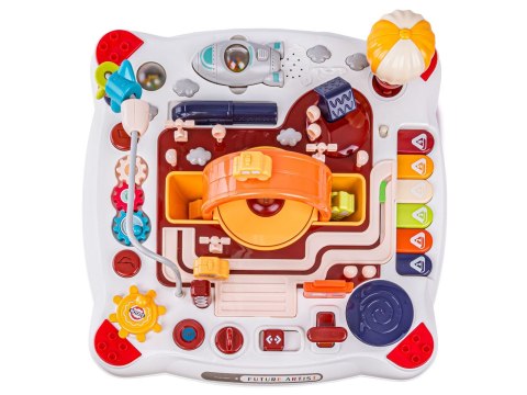 Edukacyjny Interaktywny Stolik Dla Dzieci 2w1 Pojazdy Pianinko Rakieta Akcesoria Czerwony