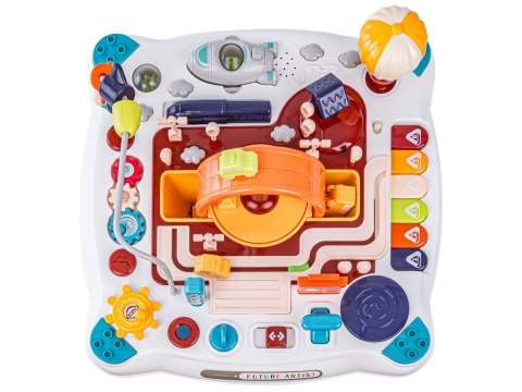 Edukacyjny Interaktywny Stolik Dla Dzieci 2w1 Pojazdy Pianinko Rakieta Akcesoria Niebieski
