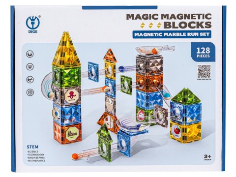 Klocki Magnetyczne Konstrukcyjne Tor Kulkowy 128 El. Kulodrom