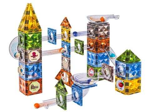 Klocki Magnetyczne Konstrukcyjne Tor Kulkowy 128 El. Kulodrom