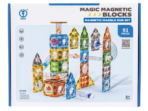 Klocki Magnetyczne Konstrukcyjne Tor Kulkowy 91 El. Kulodrom