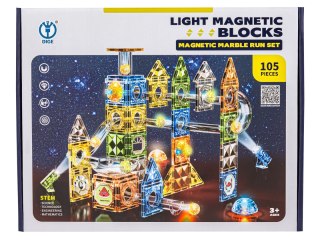 Klocki Magnetyczne Konstrukcyjne Tor Kulkowy Świecące Elementy 142 El. Kulodrom