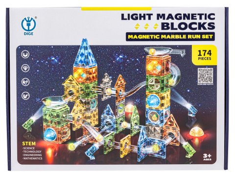 Klocki Magnetyczne Konstrukcyjne Tor Kulkowy Świecące Elementy 174 El. Kulodrom