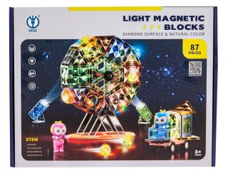 Konstrukcyjne Klocki Magnetyczne Świecące Elementy, Diabelski Młyn 87 El.