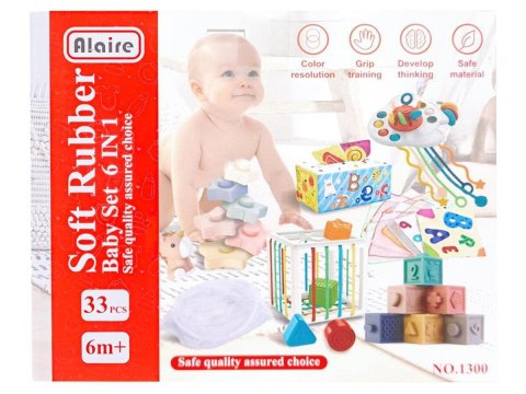 Zabawki Sensoryczne Miękkie Klocki 6w1, Gryzak, Sensoryczna Wieża Karty Dla Dzieci