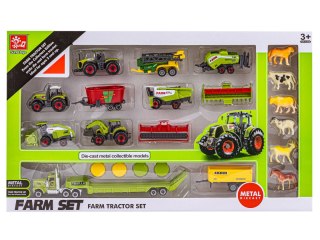 Zestaw Maszyn Rolniczych, Farma, Autka Traktory Resoraki + Akcesoria
