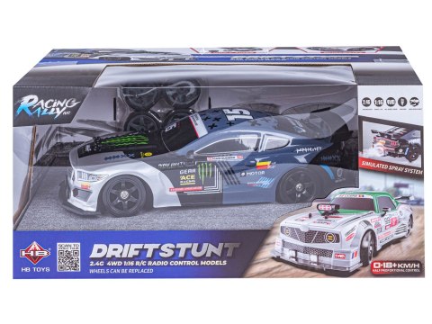 Duży Samochód Do Driftu Auto Rc Drift 1:16 2,4 Ghz Para Dym Grafitowy Mustang 4wd Led