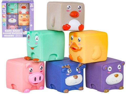 Duże Klocki Sensoryczne Zwierzęta 6 Sztuk Miękkie Edukacyjny Zestaw Klocków Dla Malucha Przecena 1