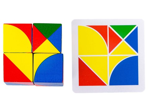 Edukacyjna Układanka Dla Dzieci, Kolorowe, Drewniane Klocki, Karty