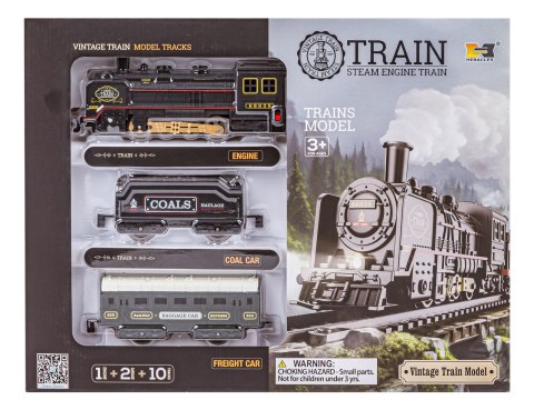 Elektryczna Kolejka Lokomotywa - Parowóz + 2 Wagony, Węglarka + Pasażerski