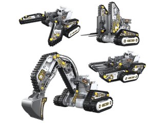 Klocki 176 El. Zestaw Do Składania Maszyny Budowalne 4w1 Rc Koparka Czołg Wózek Widłowy Zdalnie Sterowane