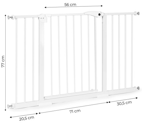 Bramka barierka zabezpieczająca 74-132 cm na schody i drzwi stal dodatkowe panele biała ECOTOYS