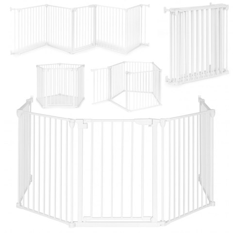 Bramka kojec barierka ochronna dla dzieci i zwierząt 5 paneli 60 cm metal biały ECOTOYS