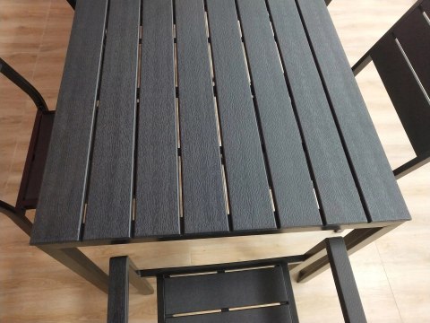 Stół ogrodowy 6-osobowy 156x78 cm polywood meble na taras czarny