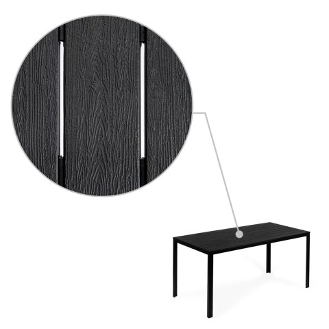 Stół ogrodowy 6-osobowy 156x78 cm polywood meble na taras czarny