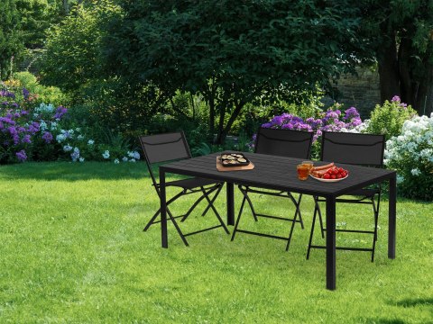Stół ogrodowy 6-osobowy 156x78 cm polywood meble na taras czarny