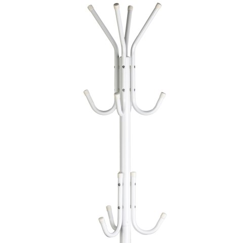 Wieszak stojący 11 haczyków na ubrania metal biały ModernHome