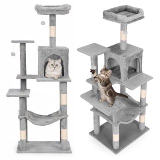 Drapak dla kota legowisko słupek wieża do drapania domek 146 cm szary Petsi