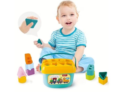 Edukacyjny Sorter Z Klockami Układanka Wiaderko Literki Klocki