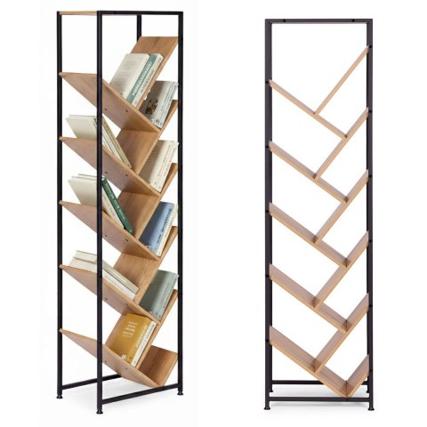 Regał na książki geometryczny drzewko 10 półek jasny dąb loftowy ModernHome