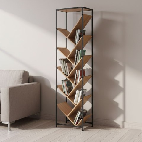 Regał na książki geometryczny drzewko 10 półek jasny dąb loftowy ModernHome
