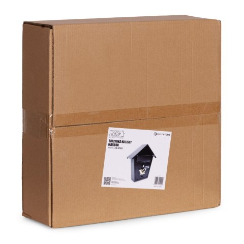 Skrzynka na listy pocztowa ścienna stal galwanizowana czarna ModernHome