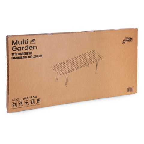 Stół ogrodowy rozkładany 180-240 cm do 12 os. stal HDPE szary MultiGarden