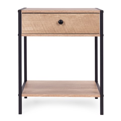 Szafka nocna z szufladą i półką stolik kawowy jasny dąb loftowy ModernHome