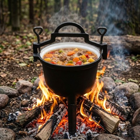 Kociołek żeliwny emaliowany 10L stojący garnek myśliwski ognisko grill MultiGarden