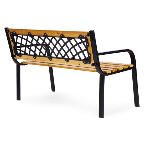 Drewniana ławka ogrodowa z ażurowym oparciem 118x52 cm parkowa MultiGarden