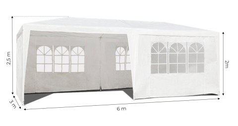 Namiot pawilon ogrodowy handlowy 3x6 m 6 ścianek biały MultiGarden